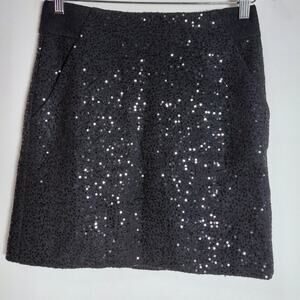 NWT LOFT PETITES Wool Sequin Skirt Solid Lined Wool Blend Women Size 0P